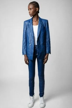 Zadig & Voltaire Phlame Crinkled Leather Pants Ocean