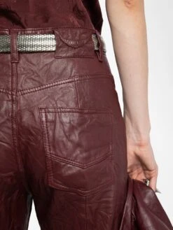 Zadig & Voltaire Evy Leather Pants Burgundy -Zadig Et Voltaire RWPA00069 BURGUNDY HOVER 6877c2d70c820