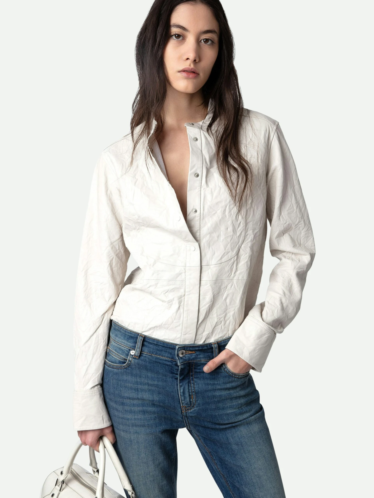 Chic Crinkled Leather Shirt Judo Zadig & Voltaire Chic Crinkled Leather Shirt Judo -Zadig Et Voltaire RWSH00028 JUDO HOVER scaled