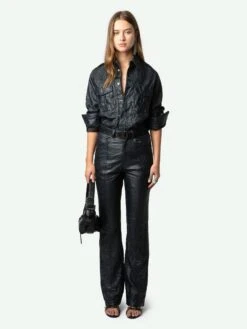 Zadig & Voltaire Taska Leather Shirt Encre 2 Zadig & Voltaire Taska Leather Shirt Encre -Zadig Et Voltaire RWSH00029 ENCRE SHOOTING 6698cbda12bbf