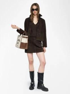 Zadig & Voltaire Jaime Suede Leather Skirt Dark Chocolate 2 Zadig & Voltaire Jaime Suede Leather Skirt Dark Chocolate -Zadig Et Voltaire RWSK01066 DARK CHOCOLATE ADDI 1 684852dabe105