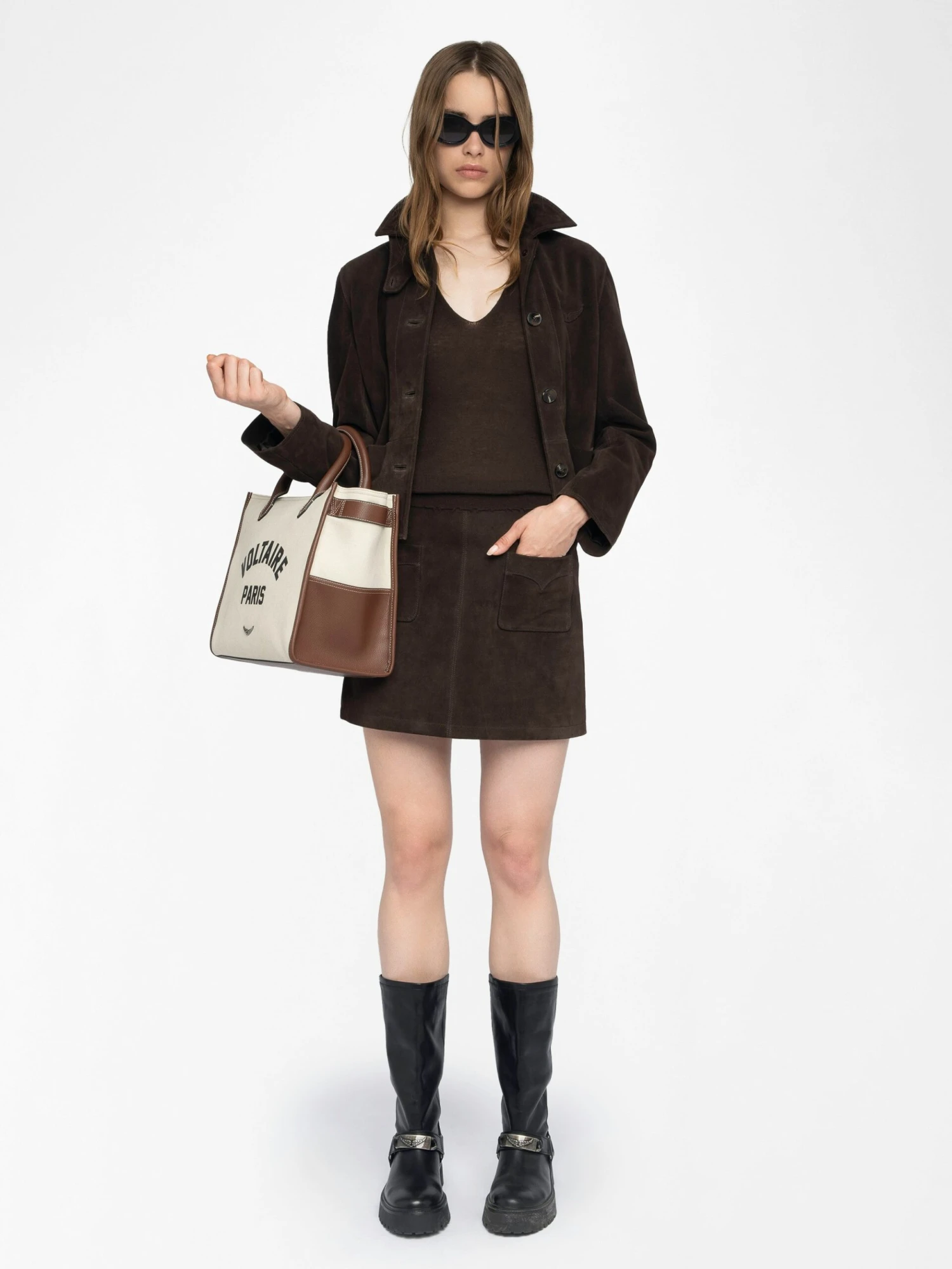 Jaime Suede Leather Skirt Dark chocolate Zadig & Voltaire Jaime Suede Leather Skirt Dark Chocolate -Zadig Et Voltaire RWSK01066 DARK CHOCOLATE SHOOTING 684852e1b1006 scaled