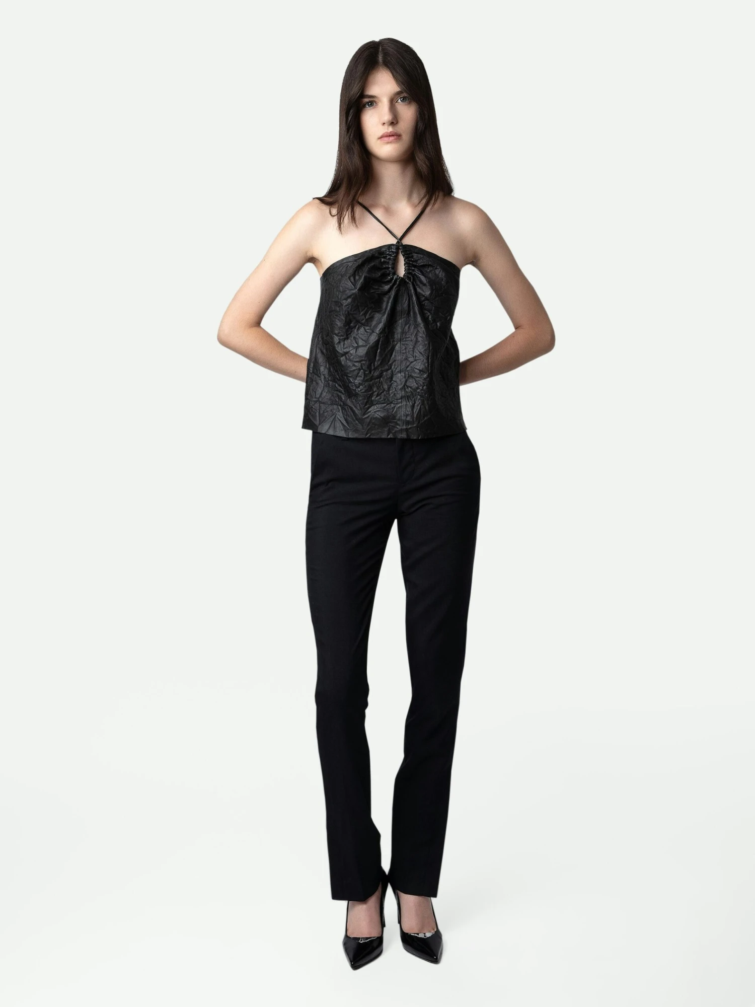 Cidonie Crinkled Leather Top Black Zadig & Voltaire Cidonie Crinkled Leather Top Black -Zadig Et Voltaire RWTO00012 NOIR SHOOTING scaled