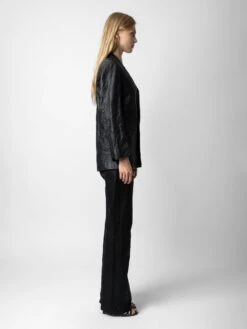 Zadig & Voltaire Visco Crinkled Leather Jacket Black -Zadig Et Voltaire SJCU1409F NOIR ADDI 1