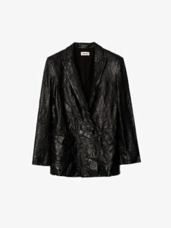 Zadig & Voltaire Visco Crinkled Leather Jacket Black -Zadig Et Voltaire SJCU1409F NOIR PACKSHOT