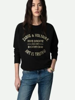 Zadig & Voltaire Upper Blason Embroidered Sweatshirt Black -Zadig Et Voltaire SJTS7106F NOIR HOVER