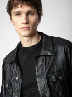 Zadig & Voltaire Base Crinkled Leather Jacket Black 2 Zadig & Voltaire Base Crinkled Leather Jacket Black -Zadig Et Voltaire SKCU1406H NOIR ADDI 1 1