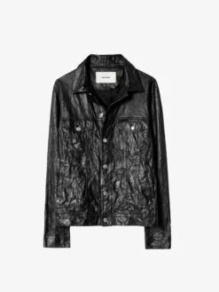 Zadig & Voltaire Base Crinkled Leather Jacket Black 4 Zadig & Voltaire Base Crinkled Leather Jacket Black -Zadig Et Voltaire SKCU1406H NOIR PACKSHOT 1