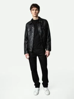 Zadig & Voltaire Base Crinkled Leather Jacket Black
