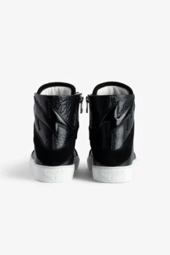 Zadig & Voltaire ZV1747 High Flash High-Top Crinkled Sneakers Black -Zadig Et Voltaire SWSN00431 NOIR 4