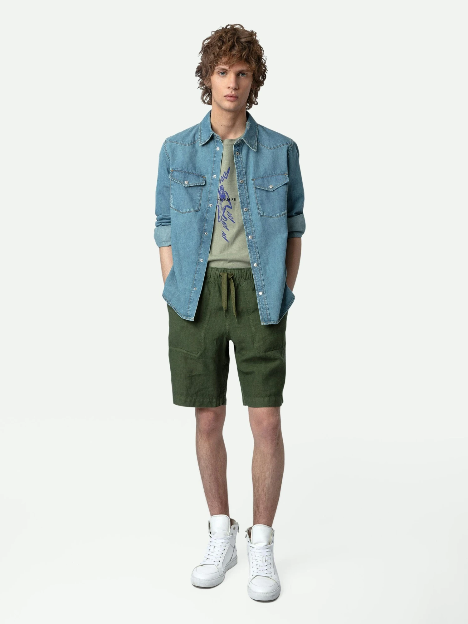 Pixel Linen Bermuda Shorts Used kaki Zadig & Voltaire Pixel Linen Bermuda Shorts Used Kaki -Zadig Et Voltaire WMBS00055 USED KAKI SHOOTING scaled