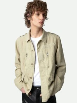 Zadig & Voltaire Kido Linen Jacket Light Beige 3 Zadig & Voltaire Kido Linen Jacket Light Beige -Zadig Et Voltaire WMOW00376 LIGHT BEIGE HOVER 1