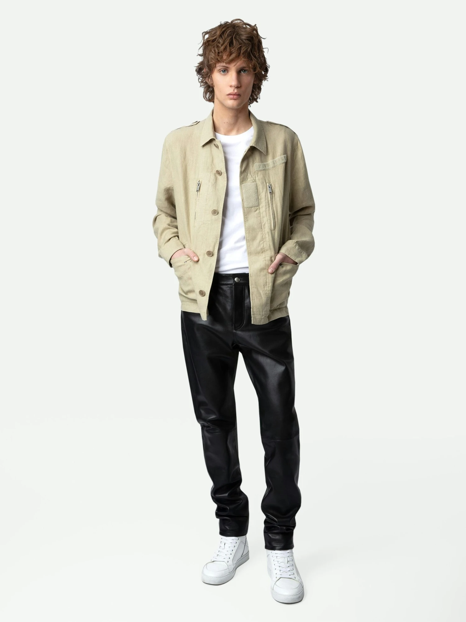 Kido Linen Jacket Light beige Zadig & Voltaire Kido Linen Jacket Light Beige -Zadig Et Voltaire WMOW00376 LIGHT BEIGE SHOOTING 1 scaled