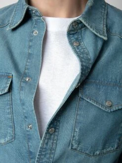 Zadig & Voltaire Stan Denim Shirt Ciel Stone -Zadig Et Voltaire WMSH00283 CIEL STONE ADDI 1