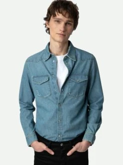 Zadig & Voltaire Stan Denim Shirt Ciel Stone -Zadig Et Voltaire WMSH00283 CIEL STONE HOVER