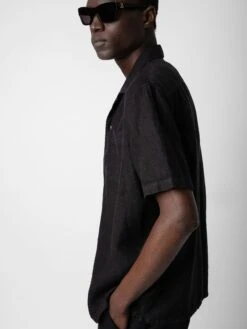 Zadig & Voltaire Sloan Linen Shirt Black -Zadig Et Voltaire WMSH00288 NOIR ADDI 3 2