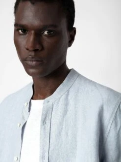 Zadig & Voltaire Stan Linen Band Collar Shirt Ciel -Zadig Et Voltaire WMSH00289 CIEL ADDI 1