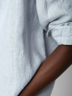 Zadig & Voltaire Stan Linen Band Collar Shirt Ciel -Zadig Et Voltaire WMSH00289 CIEL ADDI 2