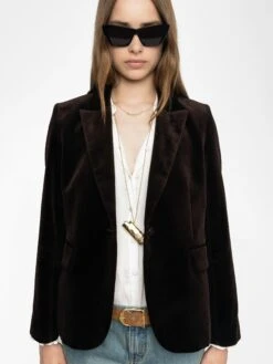 Zadig & Voltaire Vavy Velvet Blazer Dark Chocolate -Zadig Et Voltaire WWBL00864 DARK CHOCOLATE ADDI 2 6849a56befdf7