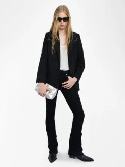 Zadig & Voltaire Viva Black Rhinestone Blazer Black 2 Zadig & Voltaire Viva Black Rhinestone Blazer Black -Zadig Et Voltaire WWBL01947 BLACK ADDI 1 6837025a15776