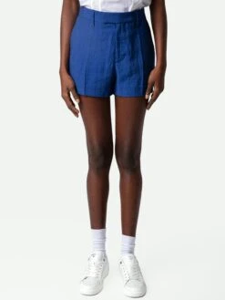 Zadig & Voltaire Please Linen Shorts Deep Sea 3 Zadig & Voltaire Please Linen Shorts Deep Sea -Zadig Et Voltaire WWBS00132 DEEP SEA HOVER