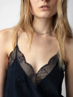 Zadig & Voltaire Christy Diamanté Silk Camisole Encre 2 Zadig & Voltaire Christy Diamanté Silk Camisole Encre -Zadig Et Voltaire WWCR00224 ENCRE ADDI 1