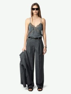 Zadig & Voltaire Cishi Silk Camisole Vert De Gris