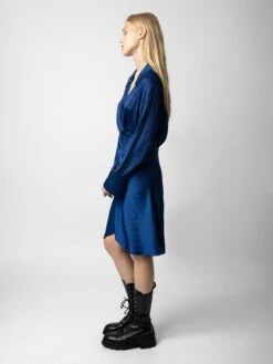 Zadig & Voltaire Rozo Satin Dress Bleu Roi -Zadig Et Voltaire WWDR00023 BLEU ROI ADDI 1 6628f62d3a664