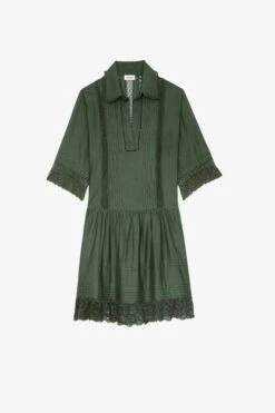 Zadig & Voltaire Rosea Dress Kaki -Zadig Et Voltaire WWDR01203 KAKI