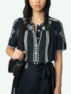 Zadig & Voltaire Rigy Navy Belted Dress Encre 4 Zadig & Voltaire Rigy Navy Belted Dress Encre -Zadig Et Voltaire WWDR01204 ENCRE HOVER 67bed674eb77b