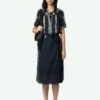 Zadig & Voltaire Rigy Navy Belted Dress Encre