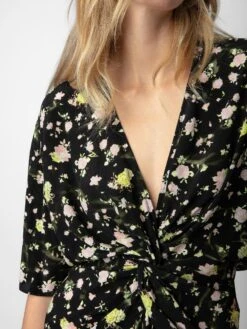 Zadig & Voltaire Rozom Soft Crinkle Roses Dress Black -Zadig Et Voltaire WWDR01342 NOIR ADDI 1
