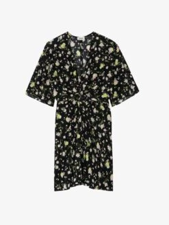 Zadig & Voltaire Rozom Soft Crinkle Roses Dress Black -Zadig Et Voltaire WWDR01342 NOIR PACKSHOT