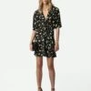 Zadig & Voltaire Rozom Soft Crinkle Roses Dress Black