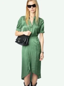 Zadig & Voltaire Rimaz Satin Dress Coriander -Zadig Et Voltaire WWDR02521 CORIANDER ADDI 2 672a45ea15f94