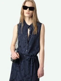 Zadig & Voltaire Raosi Belted Silk Dress Encre -Zadig Et Voltaire WWDR02525 ENCRE ADDI 2 67b74666ade1d