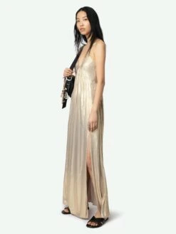 Zadig & Voltaire Rayonne Satin Dress Gold -Zadig Et Voltaire WWDR02528 GOLD ADDI 1 67bed6b768293