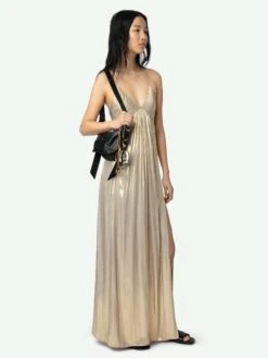 Zadig & Voltaire Rayonne Satin Dress Gold -Zadig Et Voltaire WWDR02528 GOLD ADDI 2 67bed64212e41