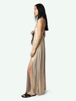 Zadig & Voltaire Rayonne Satin Dress Gold -Zadig Et Voltaire WWDR02528 GOLD ADDI 3 67bed68edf8af