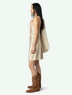 Zadig & Voltaire Rayonna Pleated Satin Dress Gold 2 Zadig & Voltaire Rayonna Pleated Satin Dress Gold -Zadig Et Voltaire WWDR02551 GOLD ADDI 2 67bed664a720f