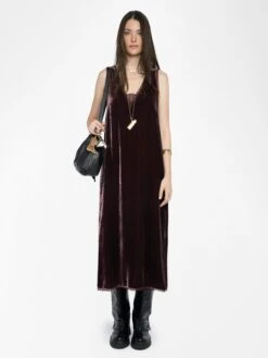 Zadig & Voltaire Renzo Velvet Dress Burgundy