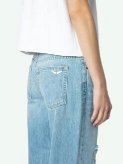 Zadig & Voltaire Stevie Ripped 90's Jeans Light Wash -Zadig Et Voltaire WWJE00248 LIGHT WASH HOVER 66fd185681b51