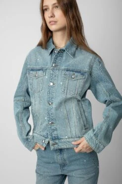 Zadig & Voltaire Kasy Diamanté Denim Jacket Light Blue -Zadig Et Voltaire WWOW00622 LIGHT BLUE 3