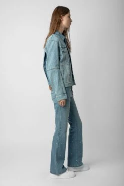 Zadig & Voltaire Kasy Diamanté Denim Jacket Light Blue -Zadig Et Voltaire WWOW00622 LIGHT BLUE 4