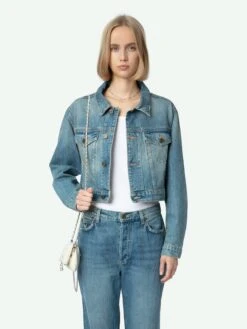Zadig & Voltaire Aretha Cropped Jacket Medium Wash -Zadig Et Voltaire WWOW00640 MEDIUM WASH HOVER 66fd1a4e327e8