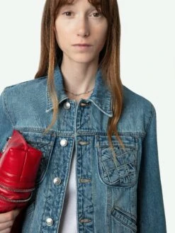 Zadig & Voltaire Kioka Denim Jacket Light Blue -Zadig Et Voltaire WWOW00649 LIGHT BLUE HOVER 664c628ed587d