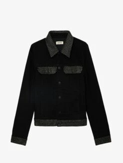 Zadig & Voltaire Kioky Black Denim Jacket With Rhinestones Black 6 Zadig & Voltaire Kioky Black Denim Jacket With Rhinestones Black -Zadig Et Voltaire WWOW01674 BLACK PACKSHOT 6728b3b676fb5