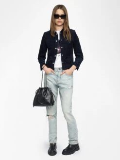 Zadig & Voltaire Liam Women's Blue Corduroy Jacket Encre -Zadig Et Voltaire WWOW01703 ENCRE ADDI 2 6849a47024ee1