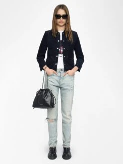 Zadig & Voltaire Liam Women's Blue Corduroy Jacket Encre