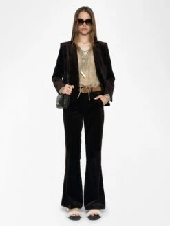 Zadig & Voltaire Prevy Velvet Pants Dark Chocolate